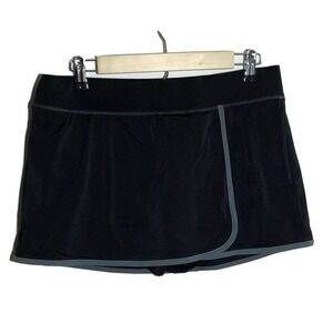Lands End Womens Activewear Skort Skirt Stretch Size 10 Black Pull On Gray Trim